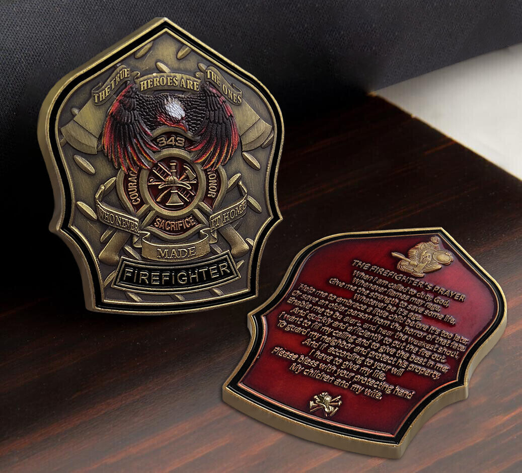 Coin Fire Dept 343 Firefighter 911 True Fallen Hero Challenge Commemorative Gift