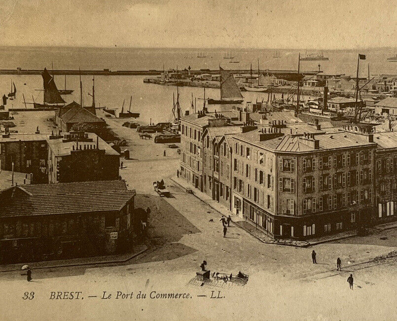 Atq Early 1900s Litho Postcard Carte Postale Paris 33 Brest. Le Port Du Commerce