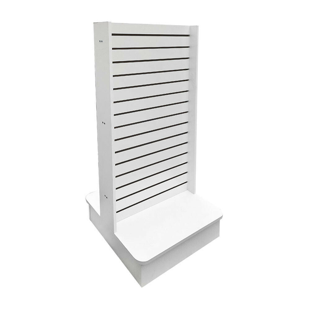 25 x 25 x 54 White Display Tower 2 Sided Slatwall Knockdown Displays Floor Stand