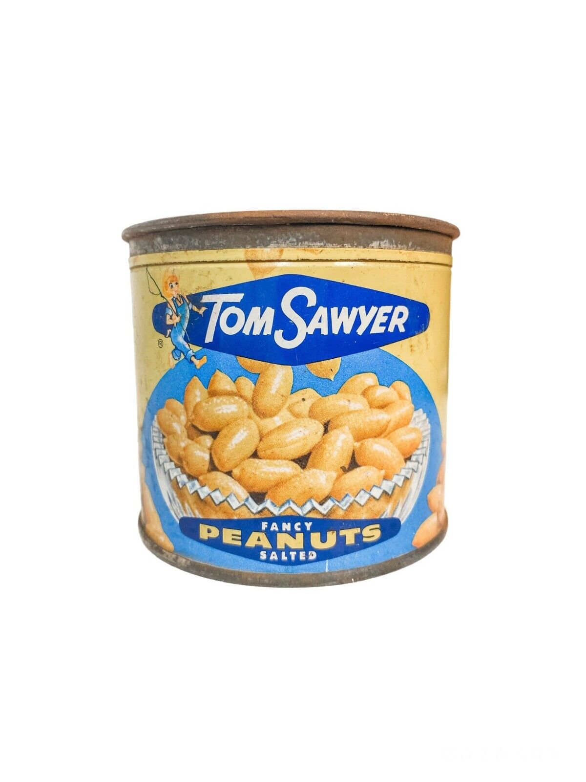 Antique Tom Sawyer Fancy Peanuts Salted Tin