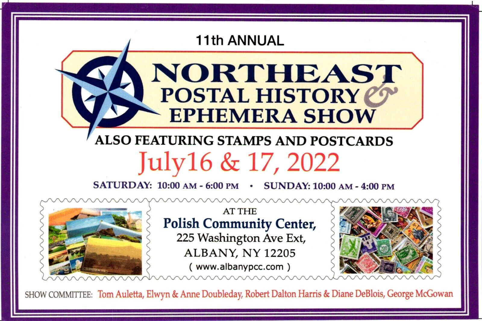 2022 11th Northeast Postal History & Ephemera Show Albany New York Postcard