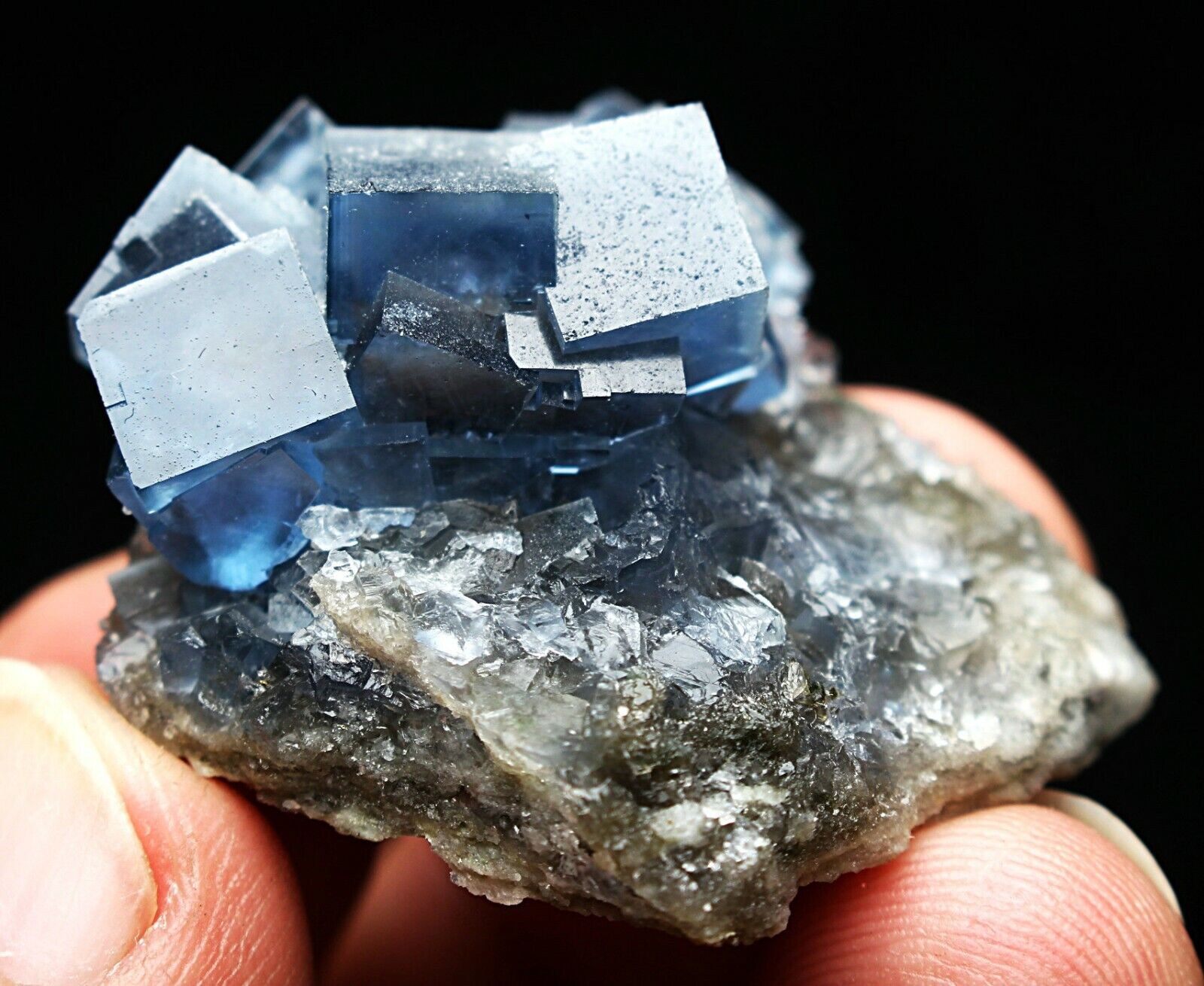 22g Rare Transparent Blue Cube Fluorite Crystal Specimen/China