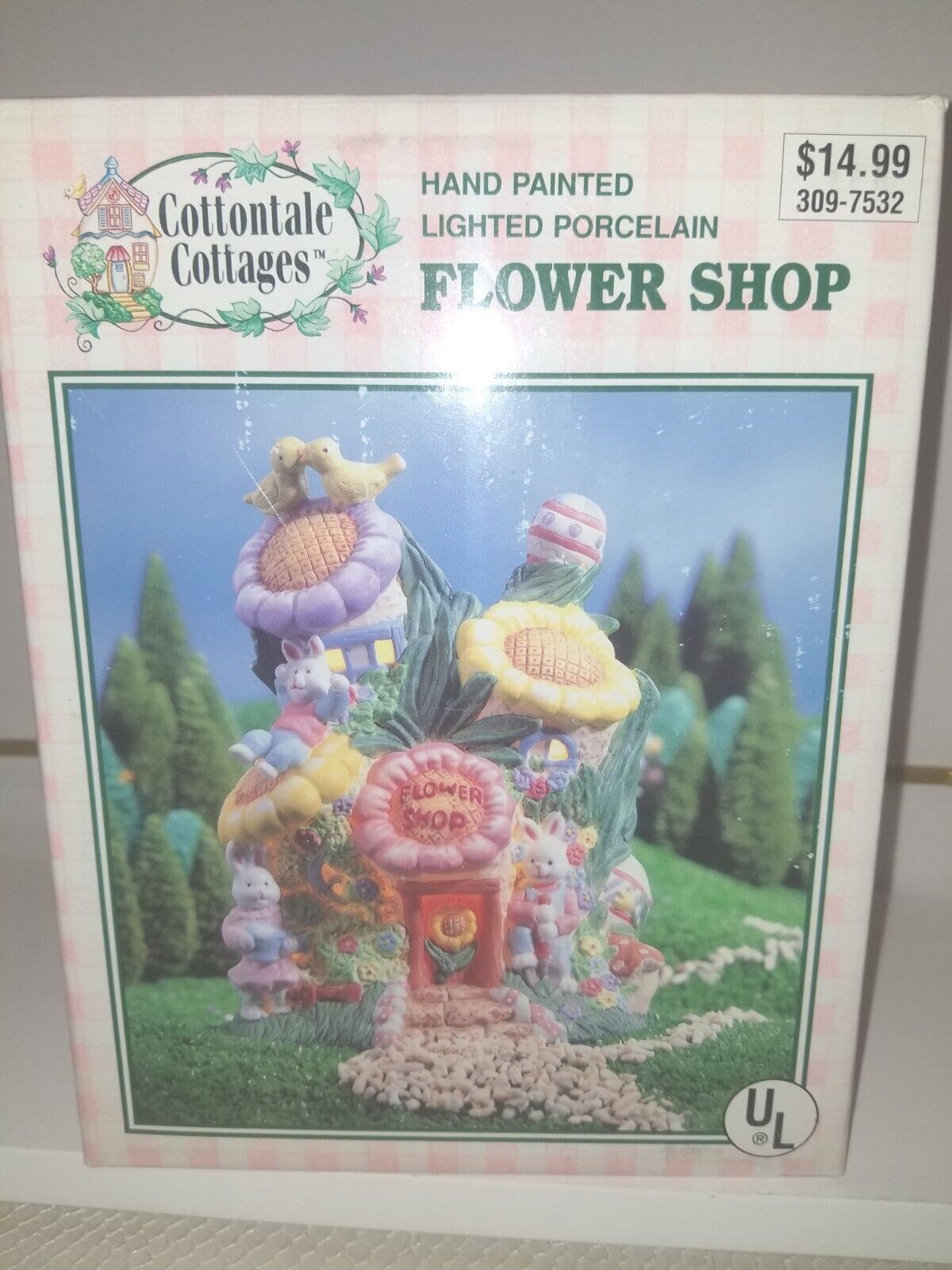 1996 Lighted Cottontale Cottages Easter Flower Shop Porcelain Village House