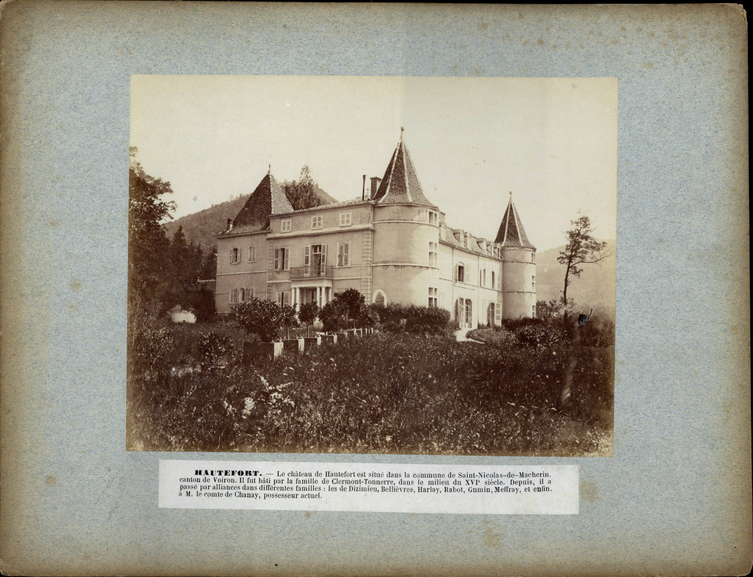 France, Saint-Nicolas-de-Macherin, Château de Hautefort vintage albumen print 