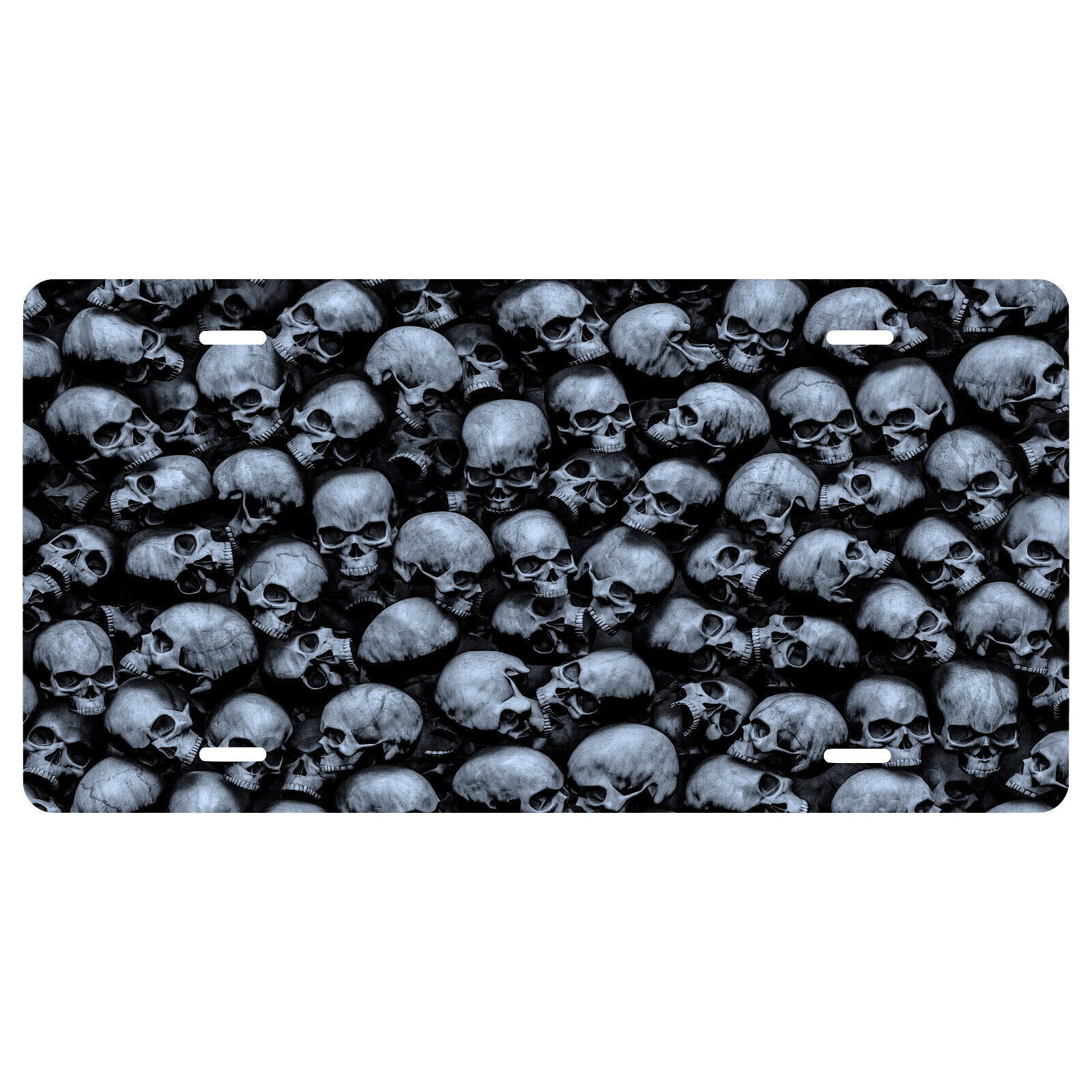 Skull Novelty Front License Plate - Man Cave - She Shed - Pile of Skulls - Goth