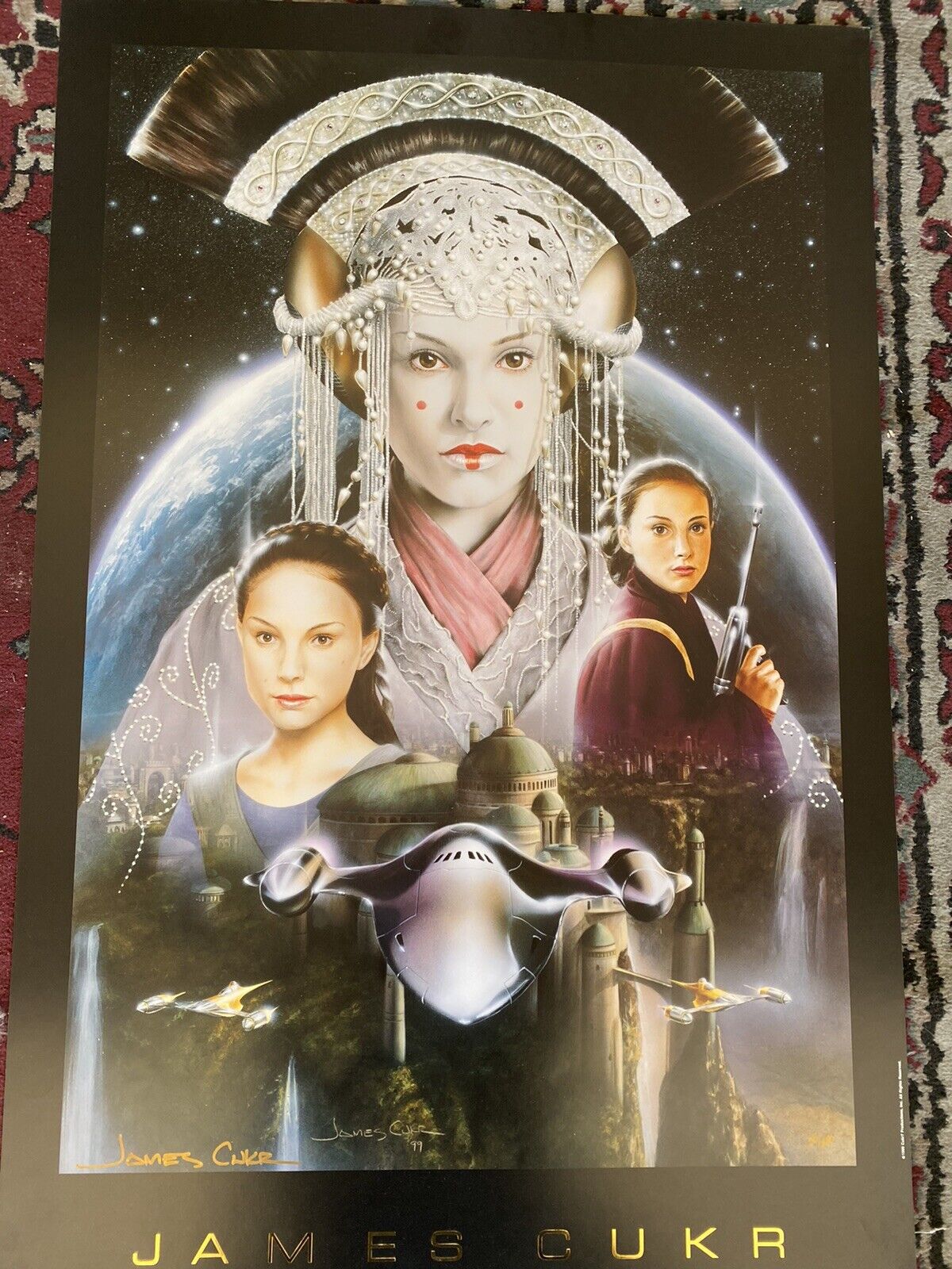 James Cukr Signed a number ￼36/250 Star Wars Queen Amidala Poster Print  1999