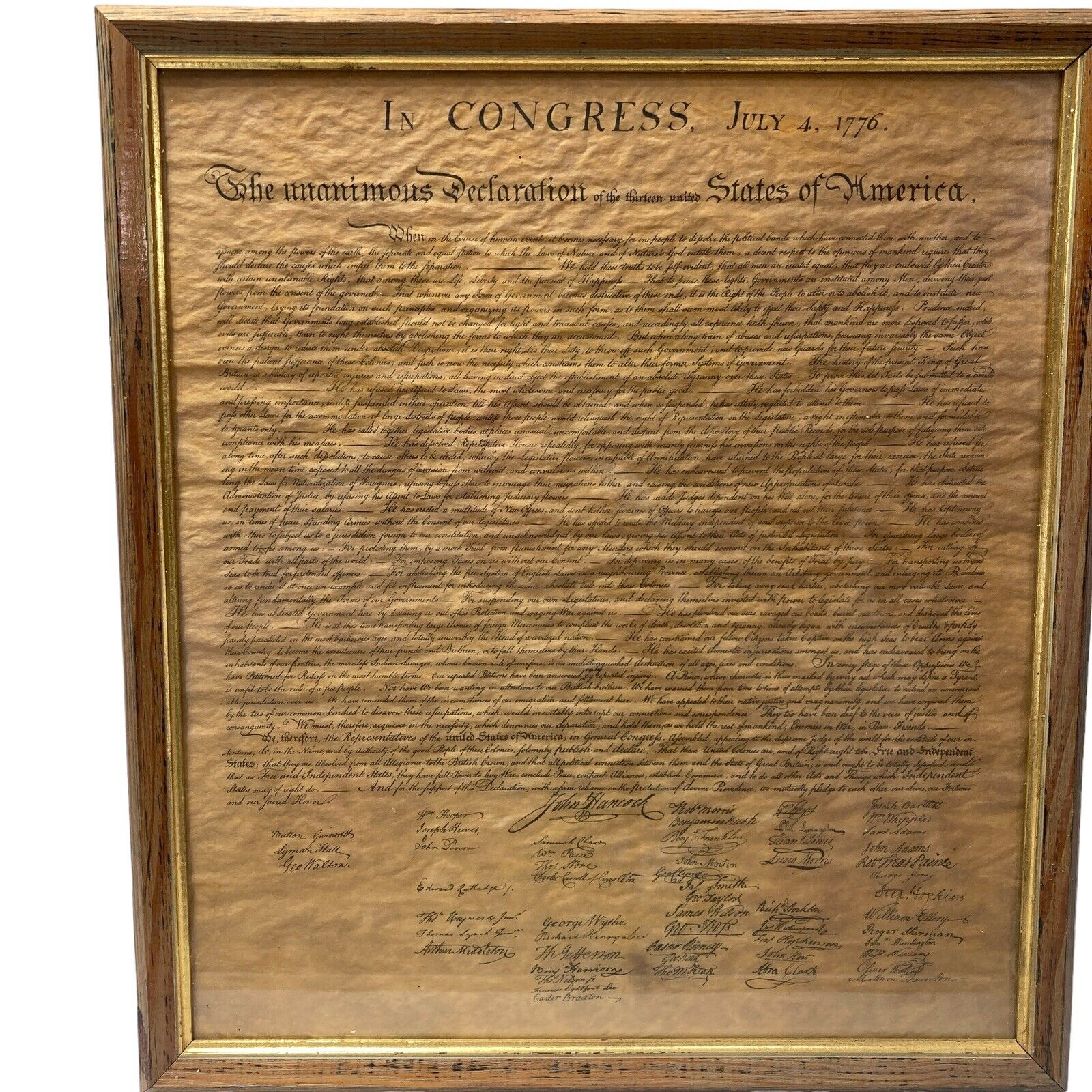US Declaration of Independence Antique Parchment Size 16.5\