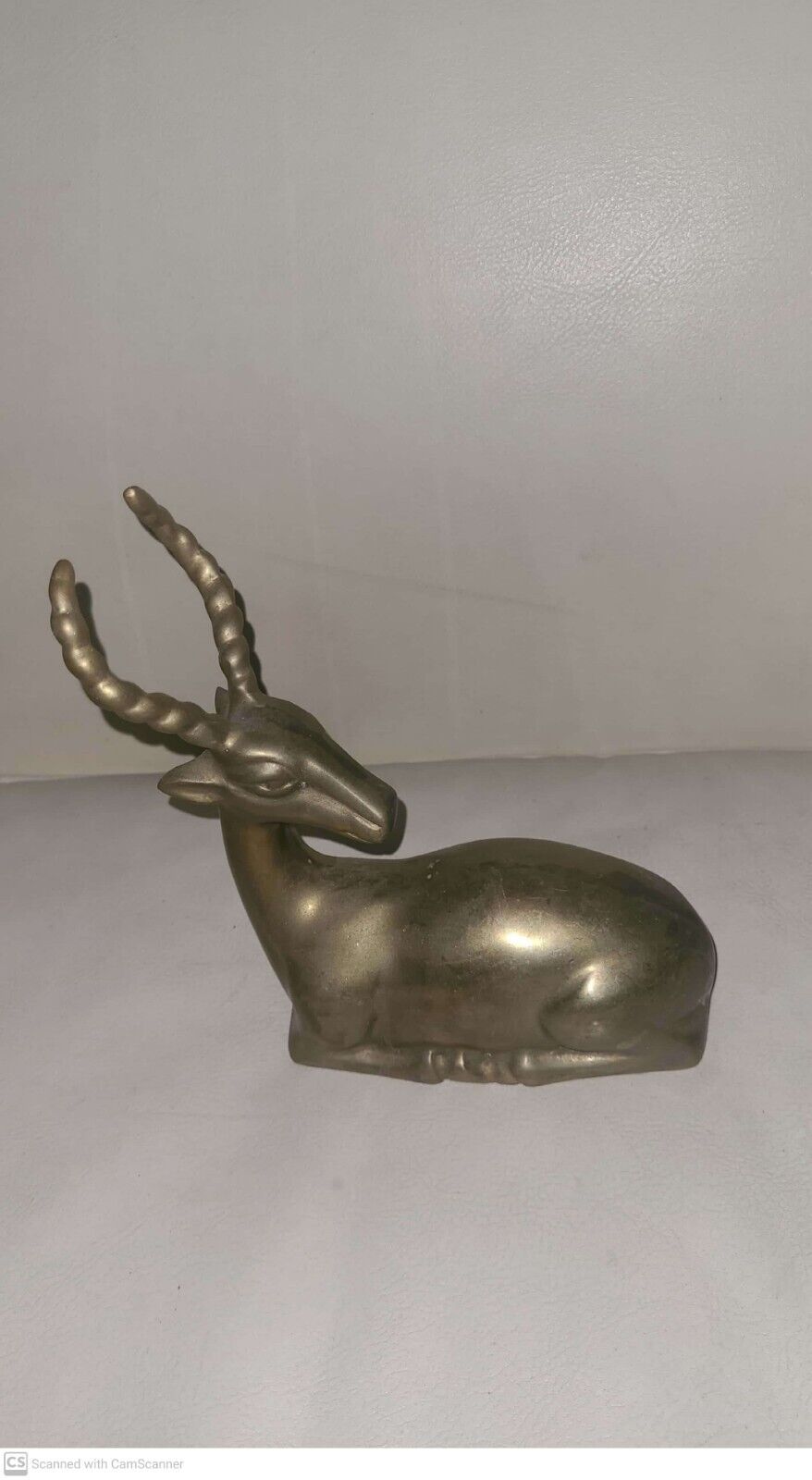 Vintage Brass Gazelle Deer Laying Sitting Old Metal Art Statue