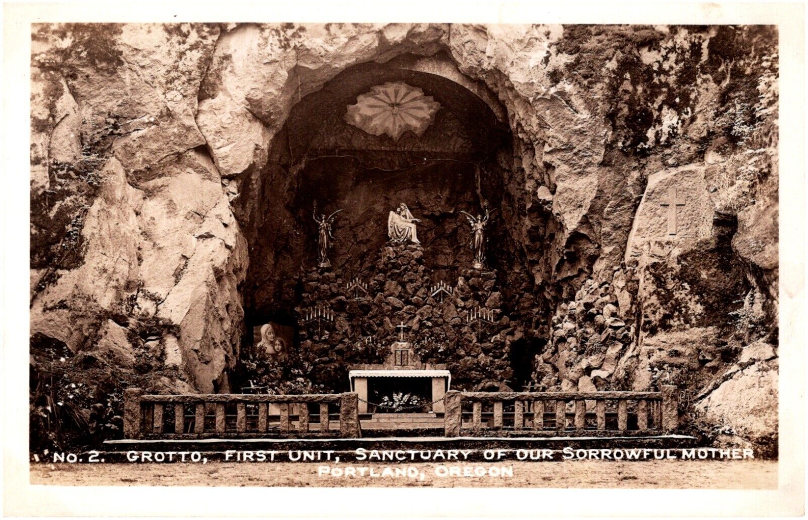 Grotto First Unit Sanctuary Of Our Sorrowful Mother Portland Oregon 1930s RPPC