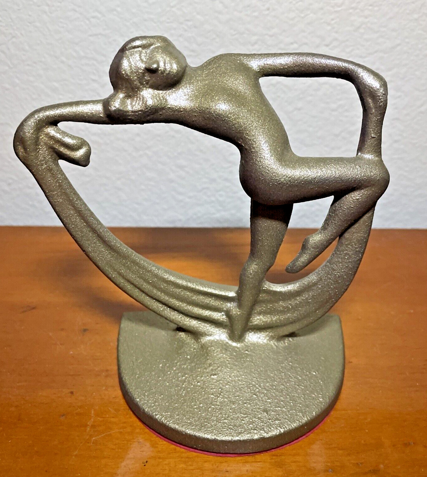 Vintage 1930's Art Deco Dancing Lady with Scarf Cast Iron Bronze Finish EUC