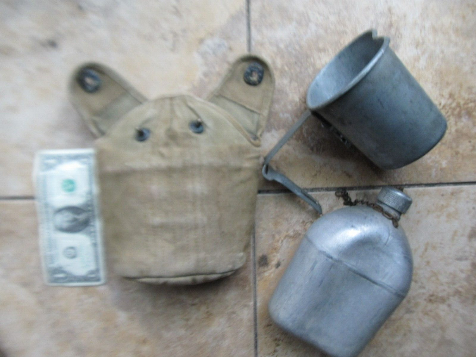 Early WWII U.S. Army  GI Canteen, Cover, & CUP, Dated 1943, USSCO, Re-enactor