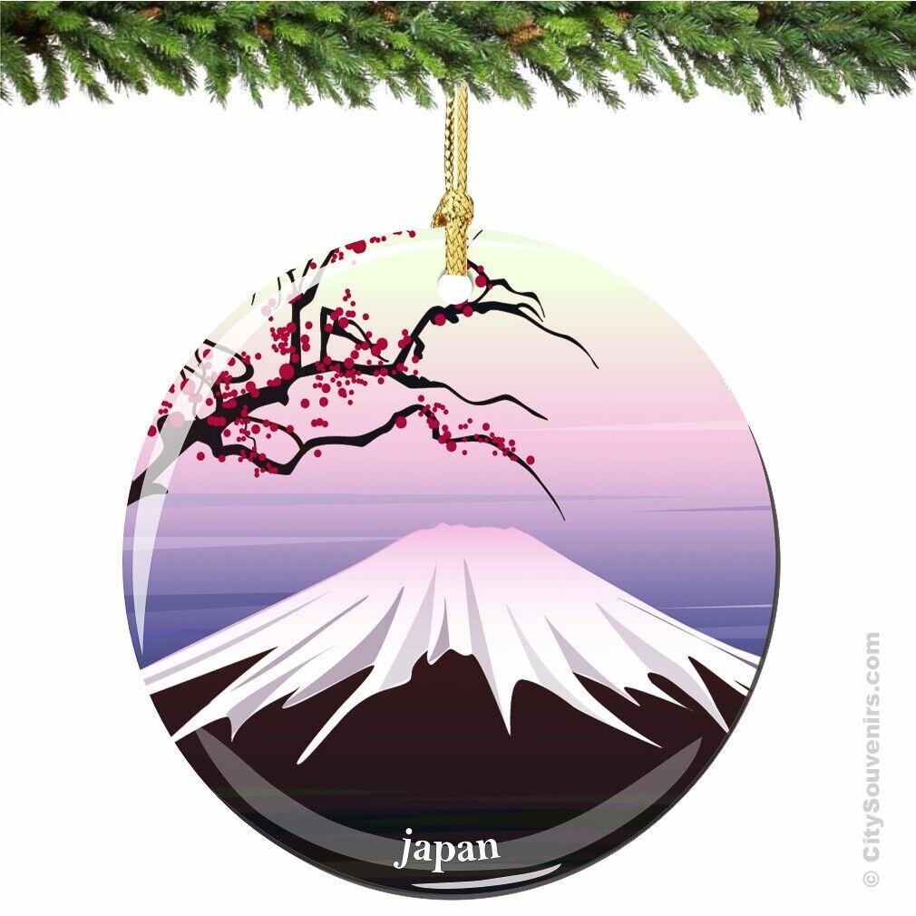 Mt. Fuji Landmark Porcelain Ornament - Japan Christmas Souvenir Travel Gift