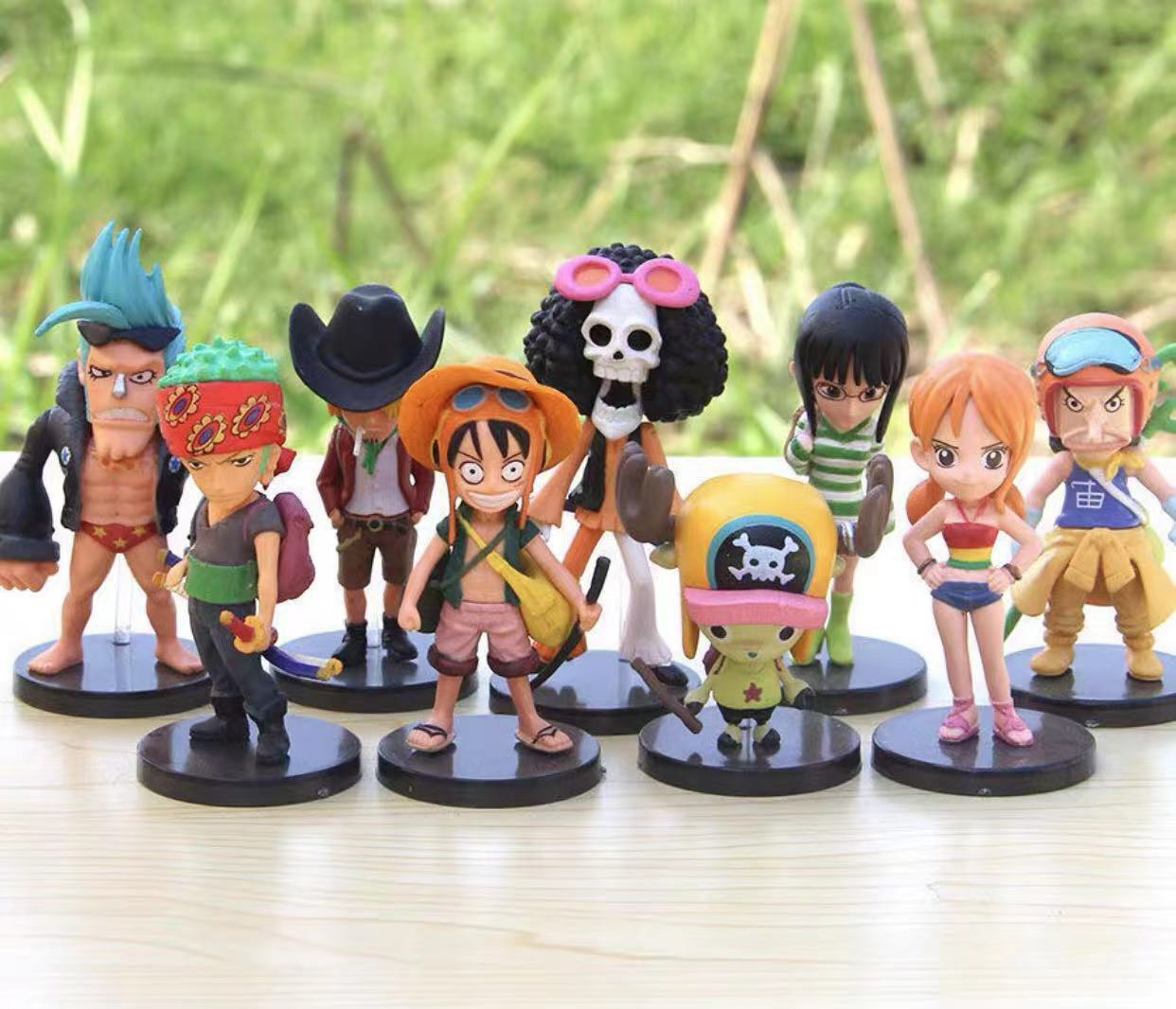 9Pcs Japanese Anime One Piece Luffy Zoro Sanji Brook Action Figures Toy Gift    
