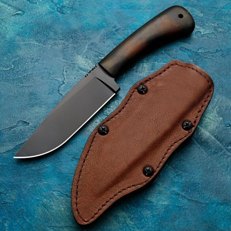 Drop Point Knife Fixed Blade Hunting Survival Camping Outdoor 80CRV2 Steel Wood