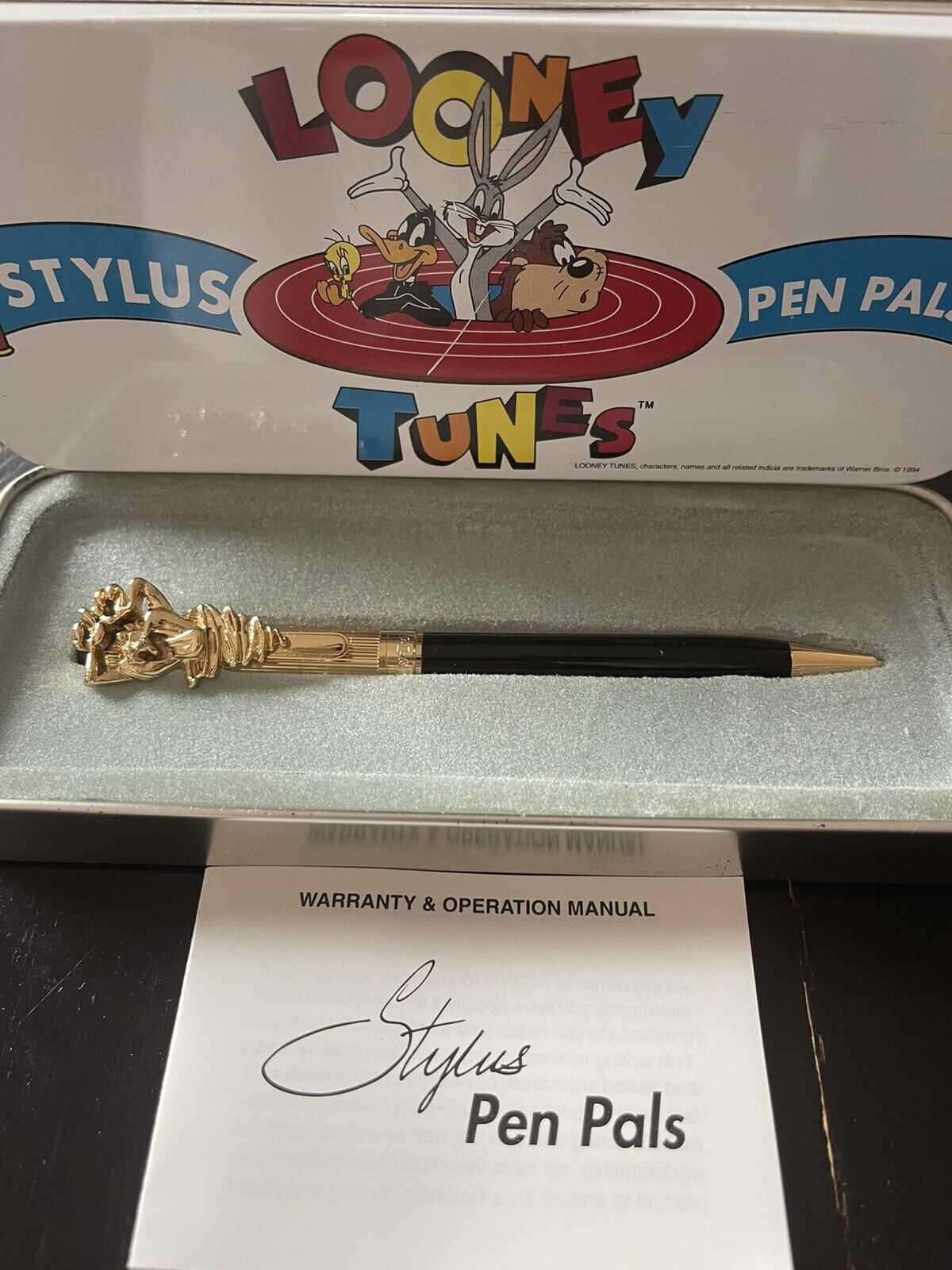 Looney Tunes Stylus Pen Pals Taz Tazmanian Devil Black Ink Gold And Black Pen