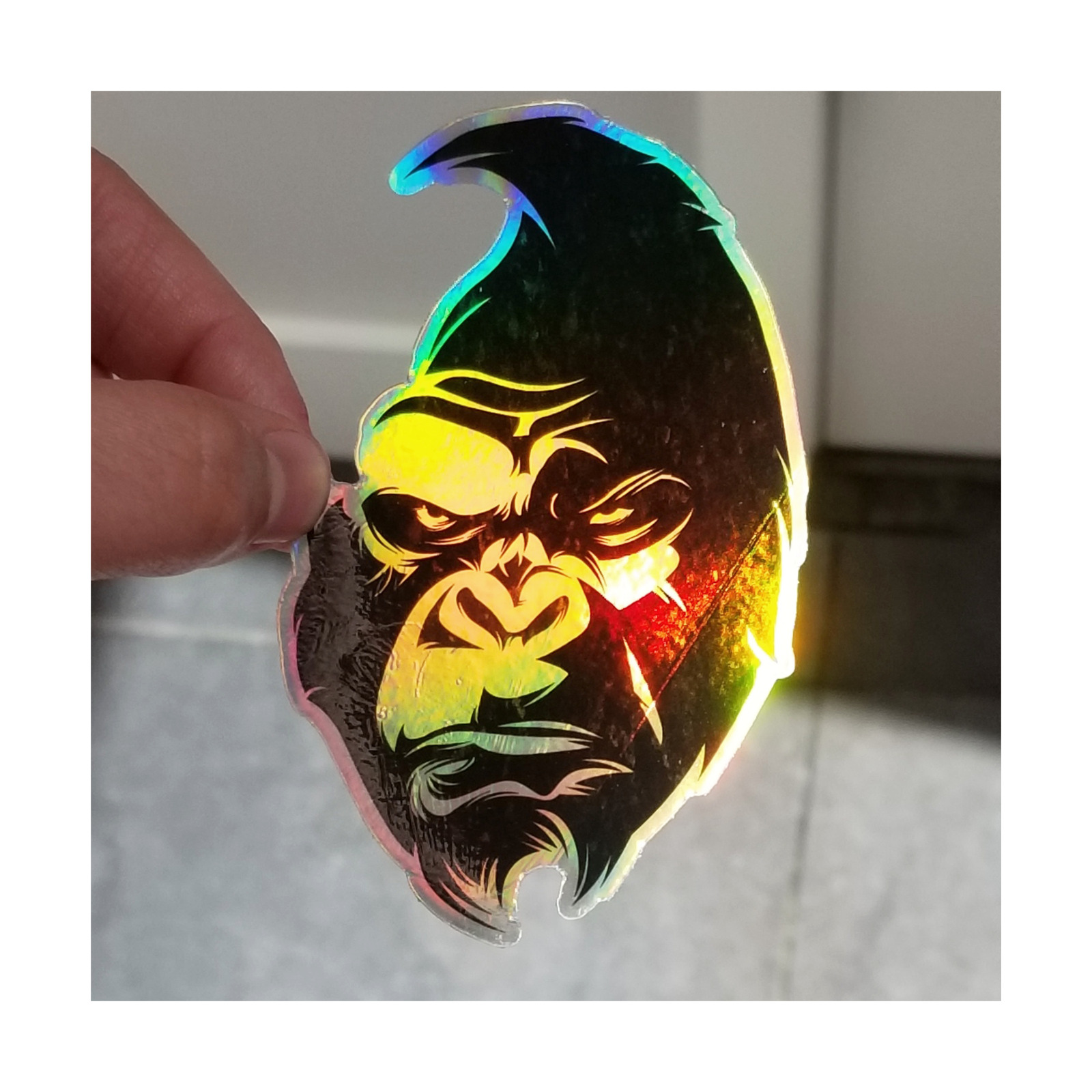 Angry Gorilla Sticker Holographic Sticker Ape Hologram Decal 3.75\