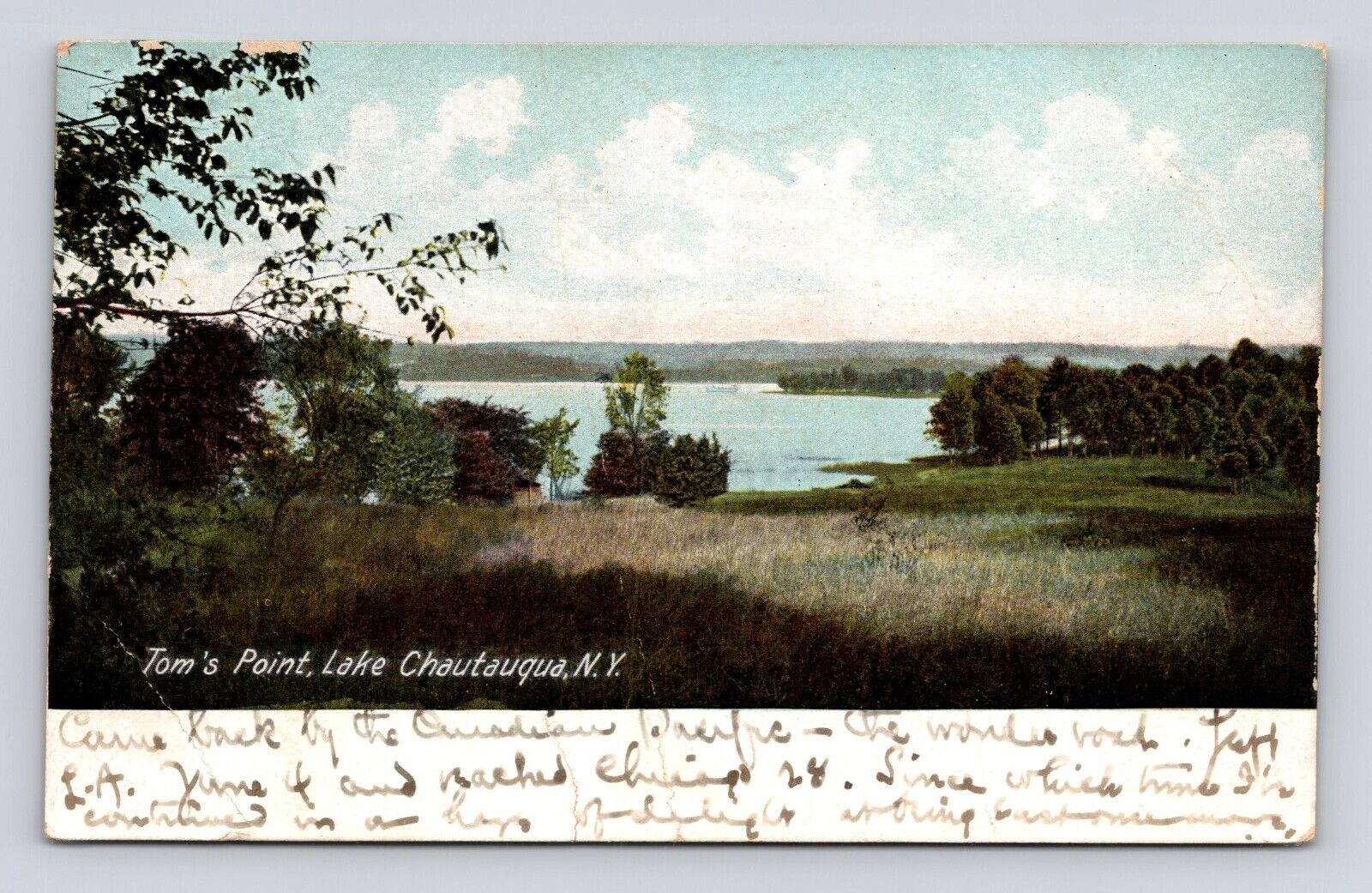 Antique Postcard Tom\'s Point Lake Chautauqua New York NY Jamestown  1910