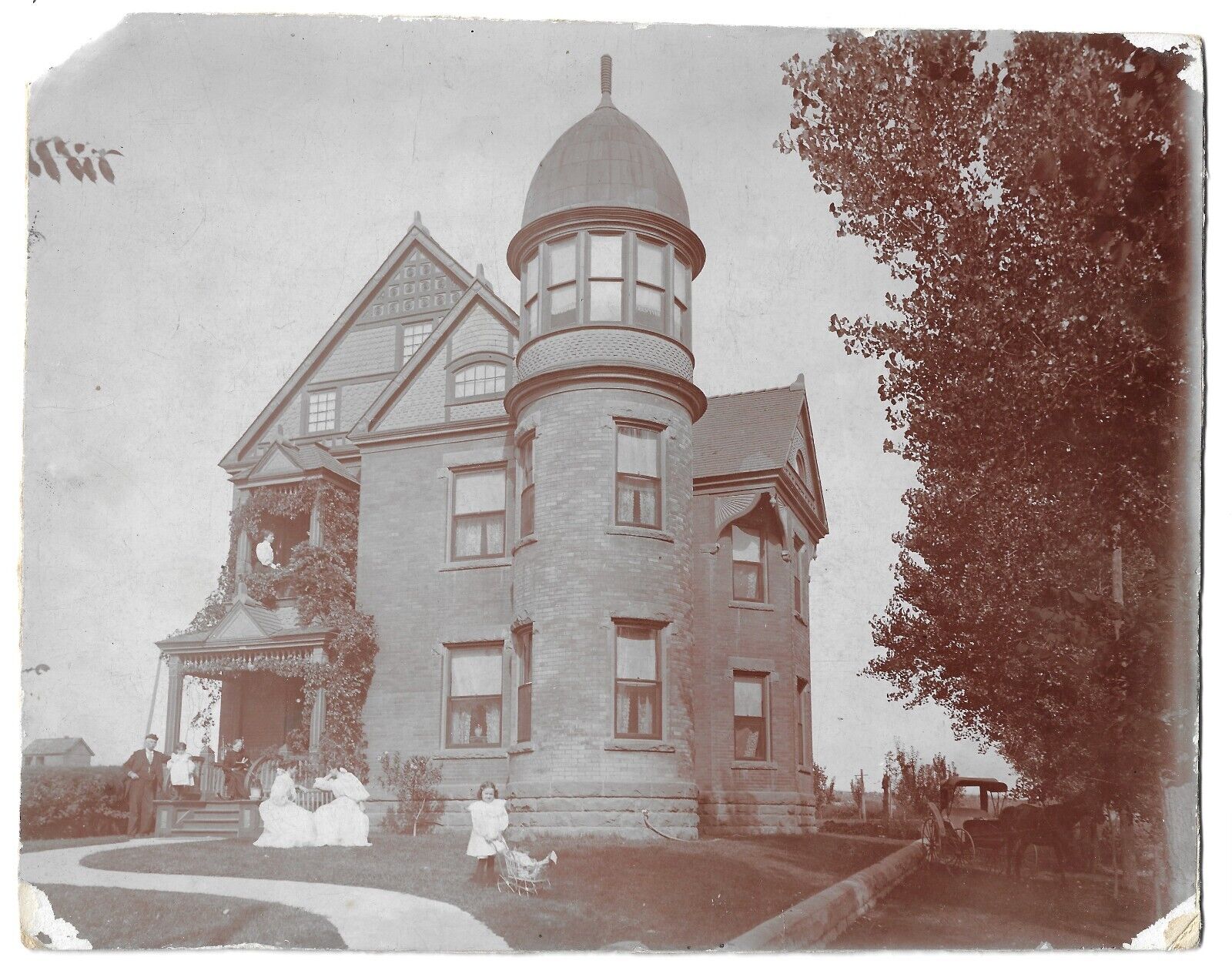 Pueblo Colorao Large Victorian House Antique Mounted Photo 1895