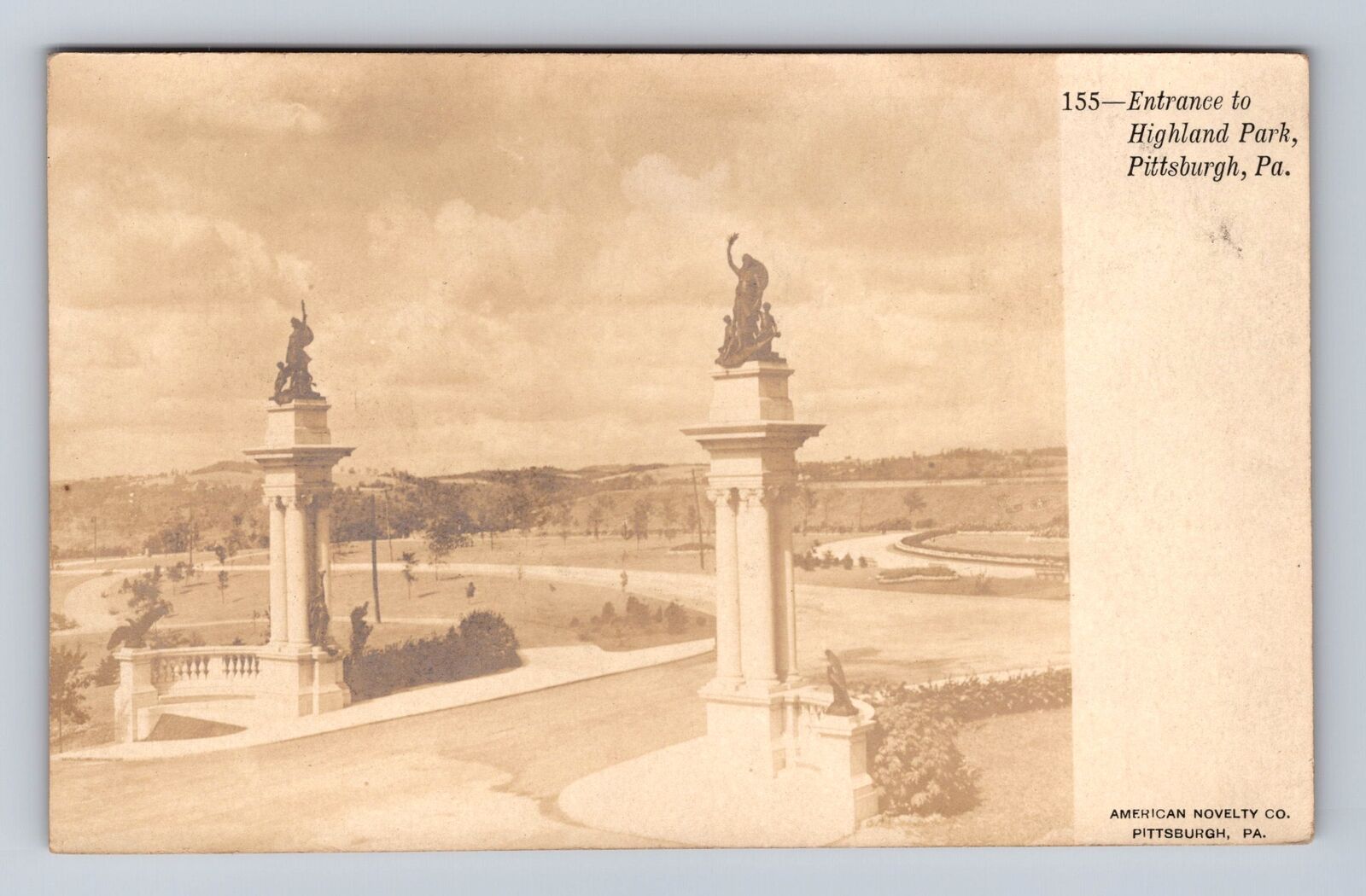 Pittsburgh PA-Pennsylvania, RPPC: Entrance to Highland Park, Vintage Postcard