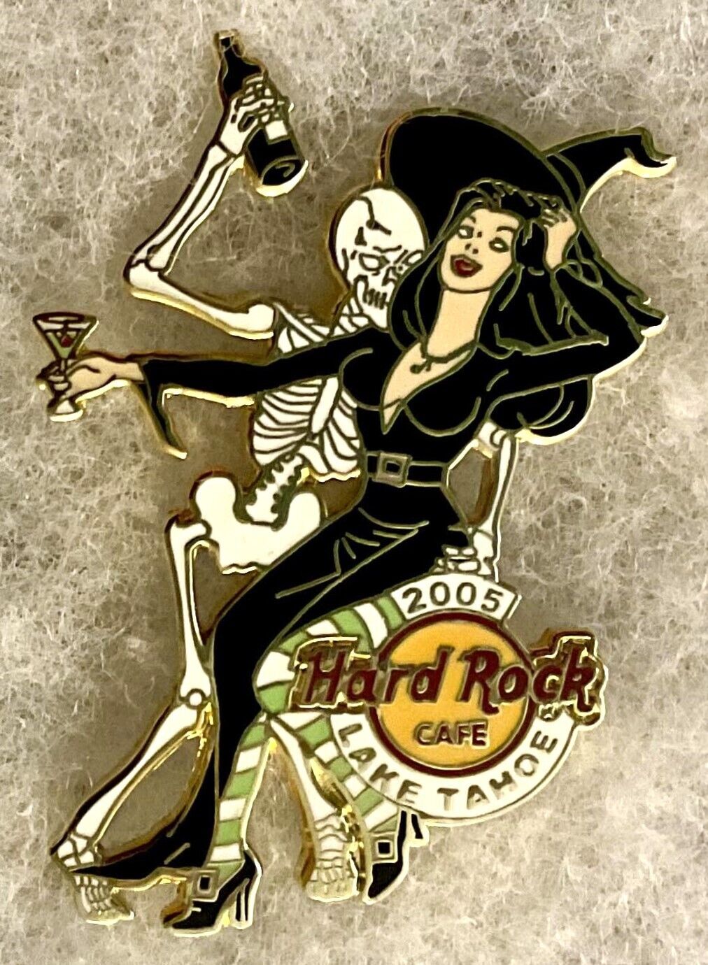 HARD ROCK CAFE LAKE TAHOE SEXY WITCH GIRL DANCING WITH SKELETON PIN # 29521