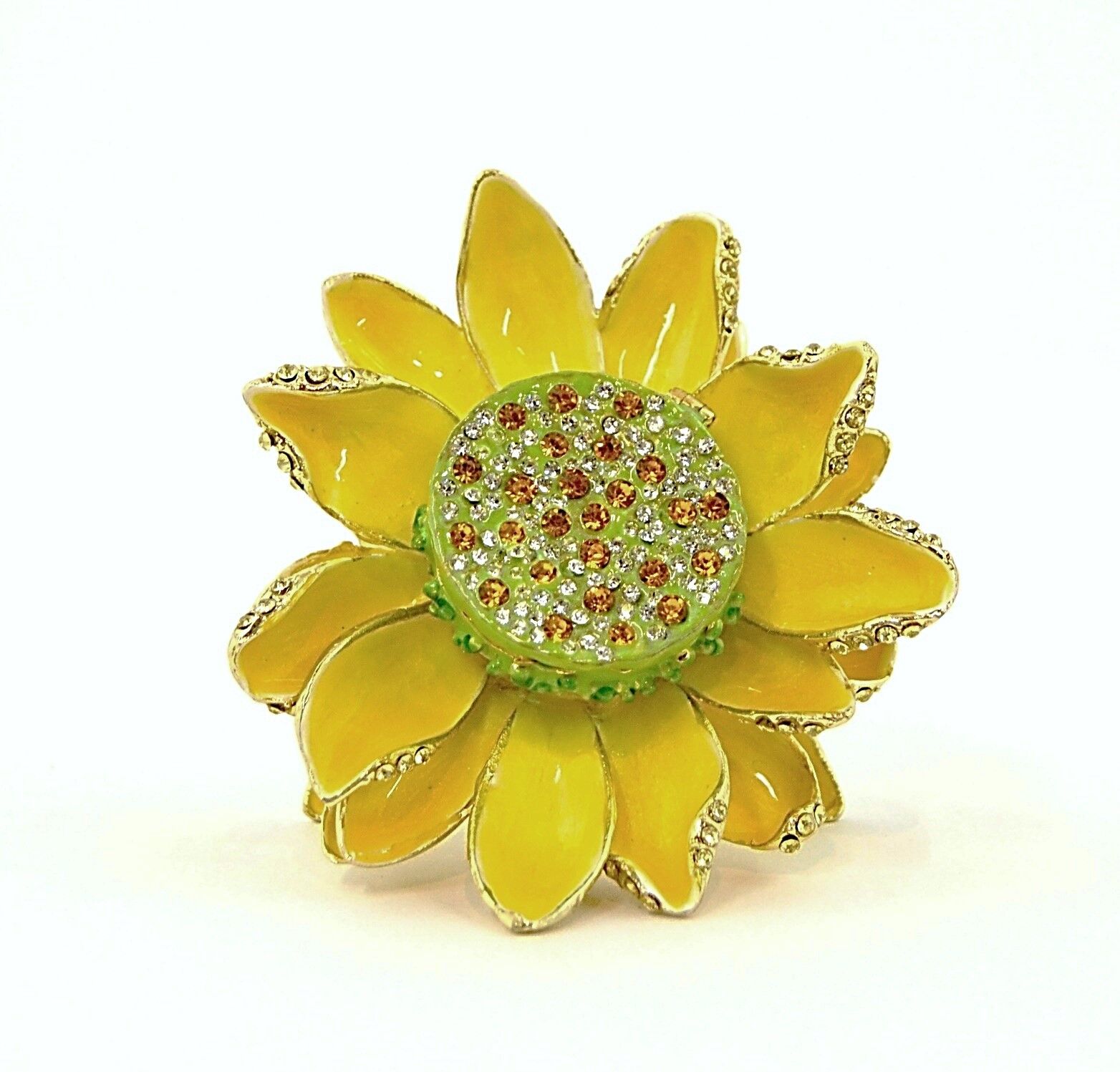 Ciel Collectables Sunflower Trinket Box. Made with Swarovski Crystals & Enamel 