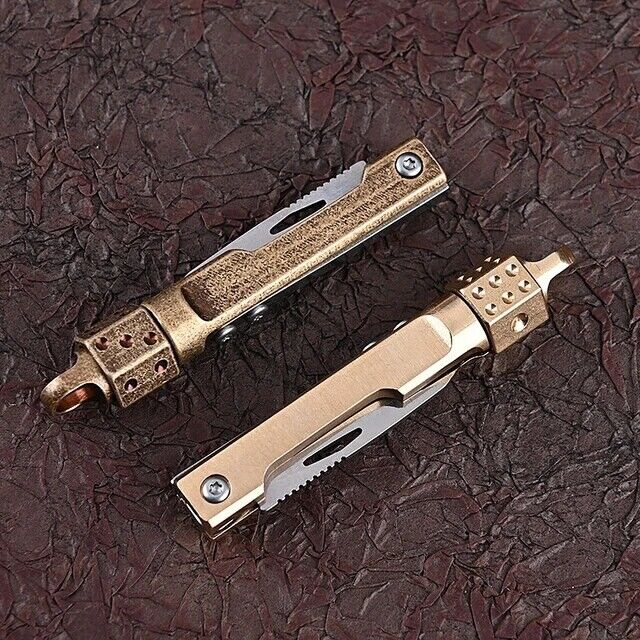 Brass Dice EDC Mini Folder Knife/Fidget Tool/Keychain