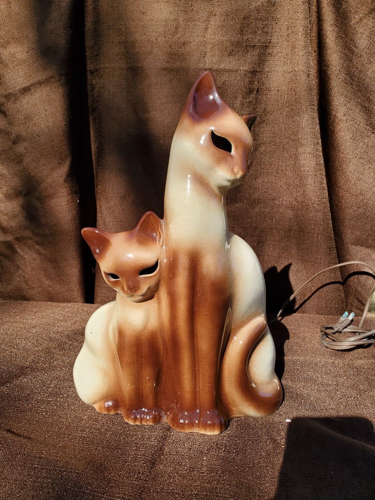 Mid Century Modern Howard Kron Siamese Cats Table or Television Lamp - NICE