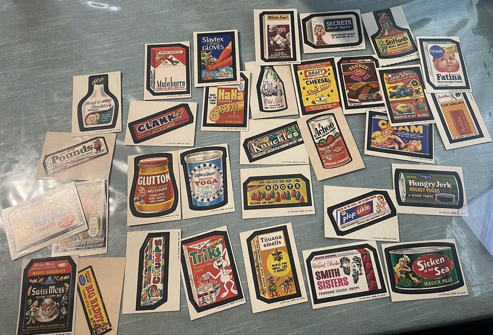 32 VINTAGE Lot of Topps Wacky Packages Stickers Advertisements Food 70s 80s