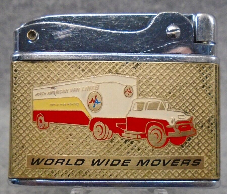 Vintage -RARE- North American Van Lines flat advertising lighter NICE L@@K C@@L