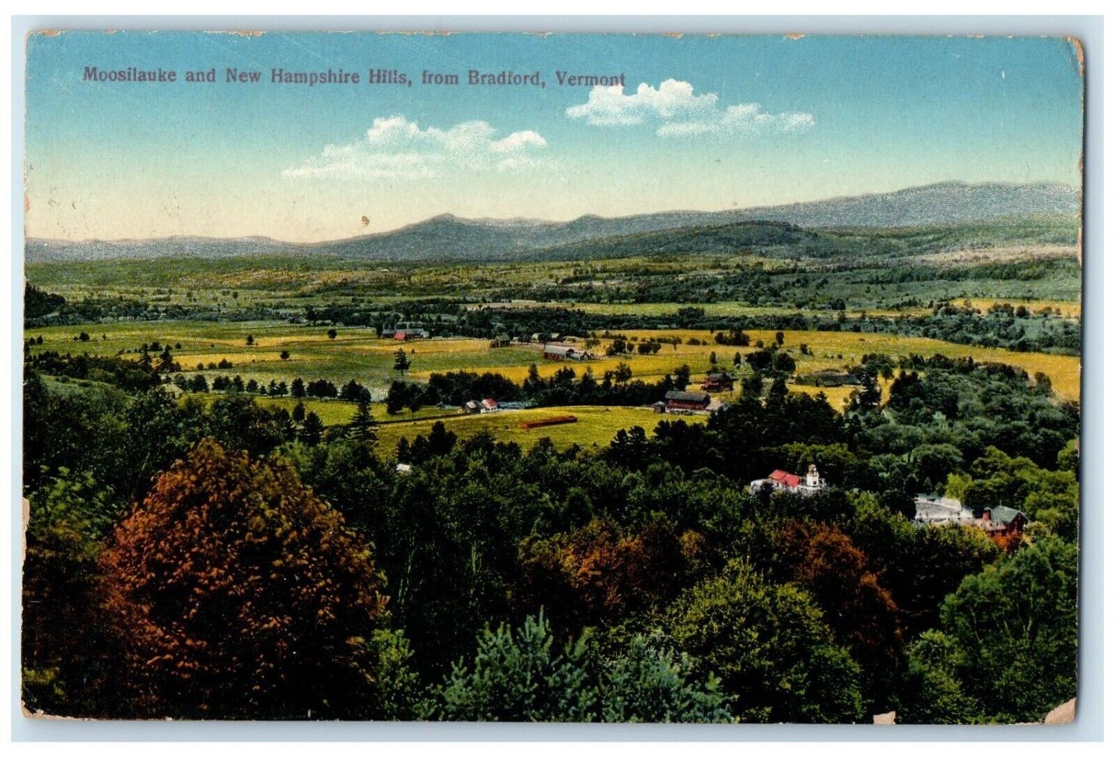 1915 Aerial View Field Moosilauke New Hampshire Hills Bradford Vermont Postcard