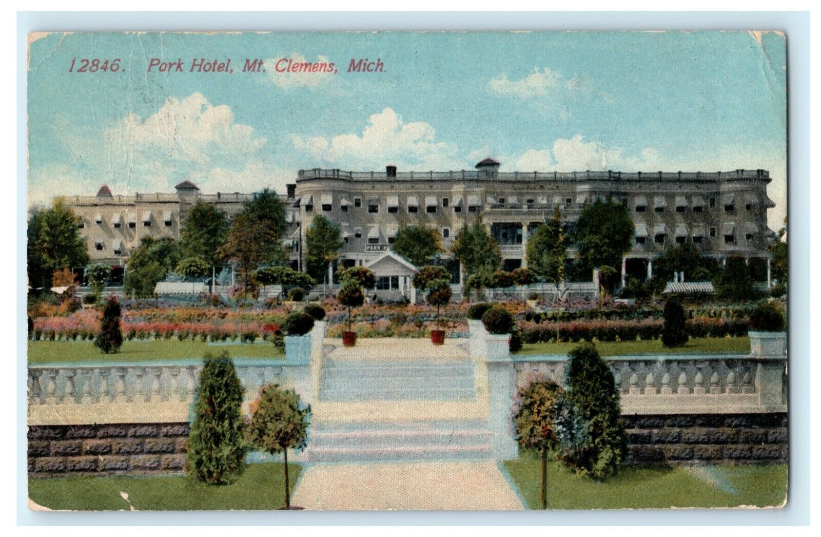 1914 Park Hotel Mt. Clemens Michigan MI Posted Melrose Park IL Antique Postcard