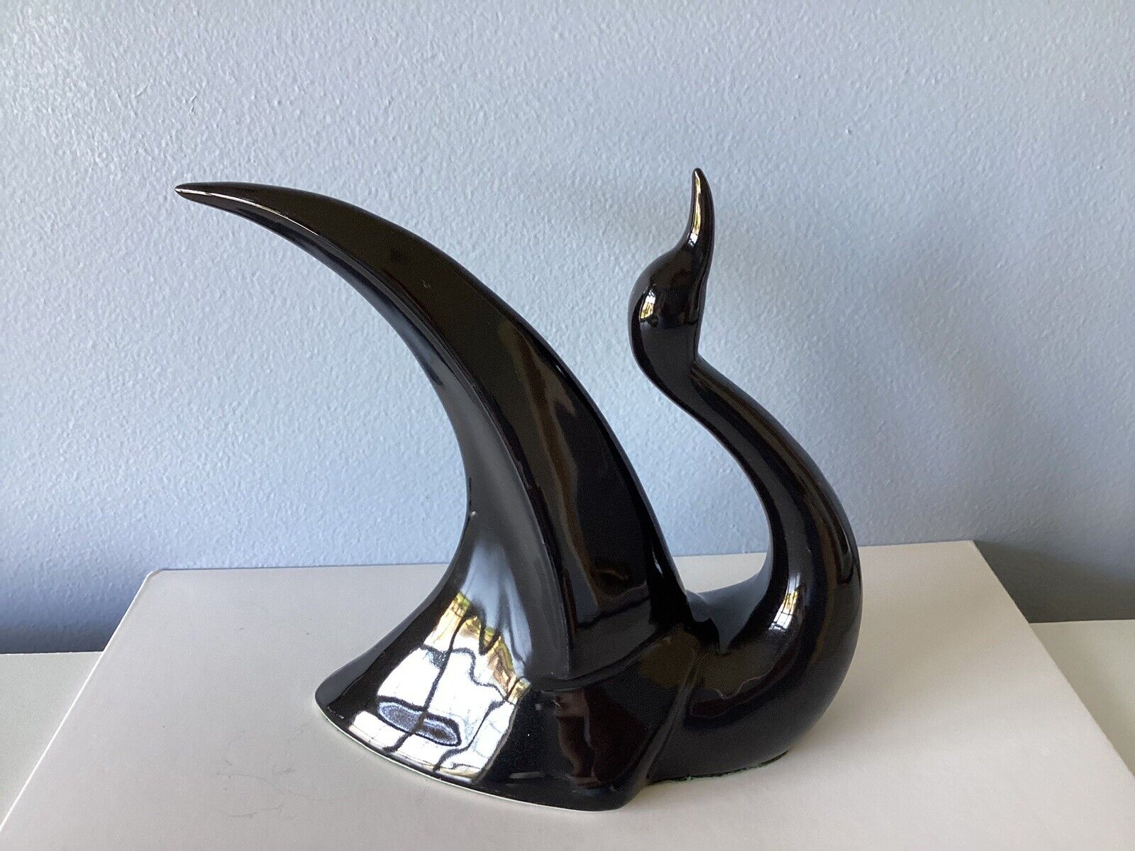 Art Deco Black Swan Vintage Ceramic Figurine MCM Great Style
