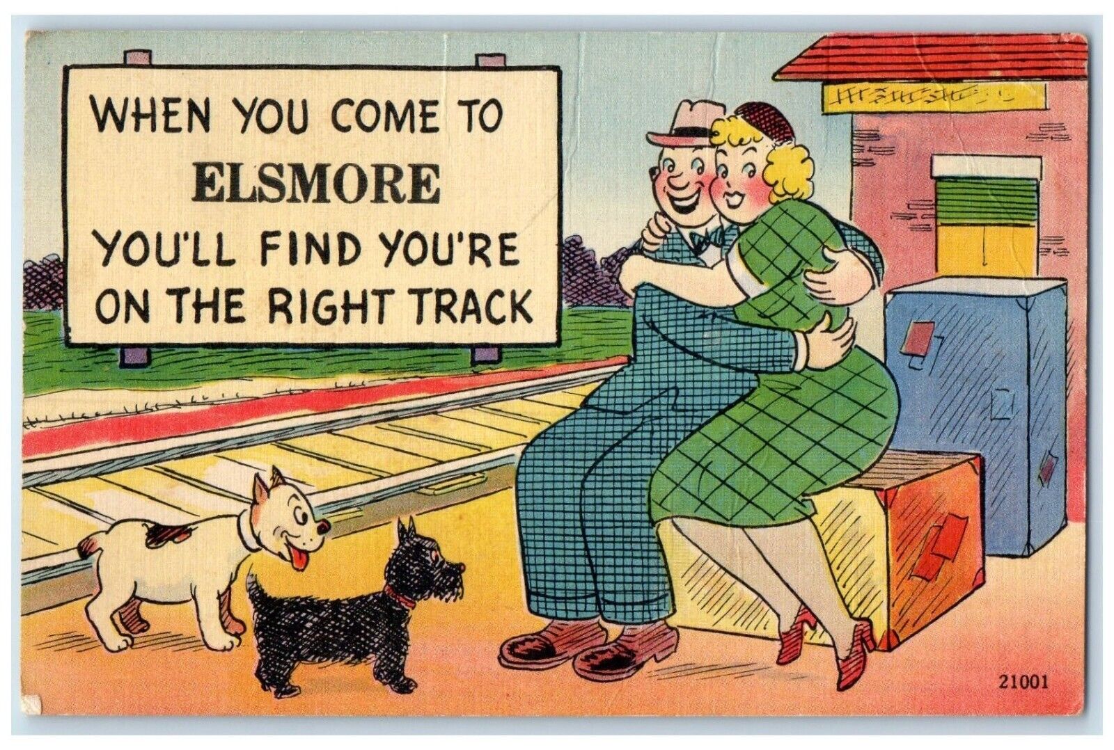 1948 When You Come Elsmore You'll Find You're Right Back Kansas Posted Postcard