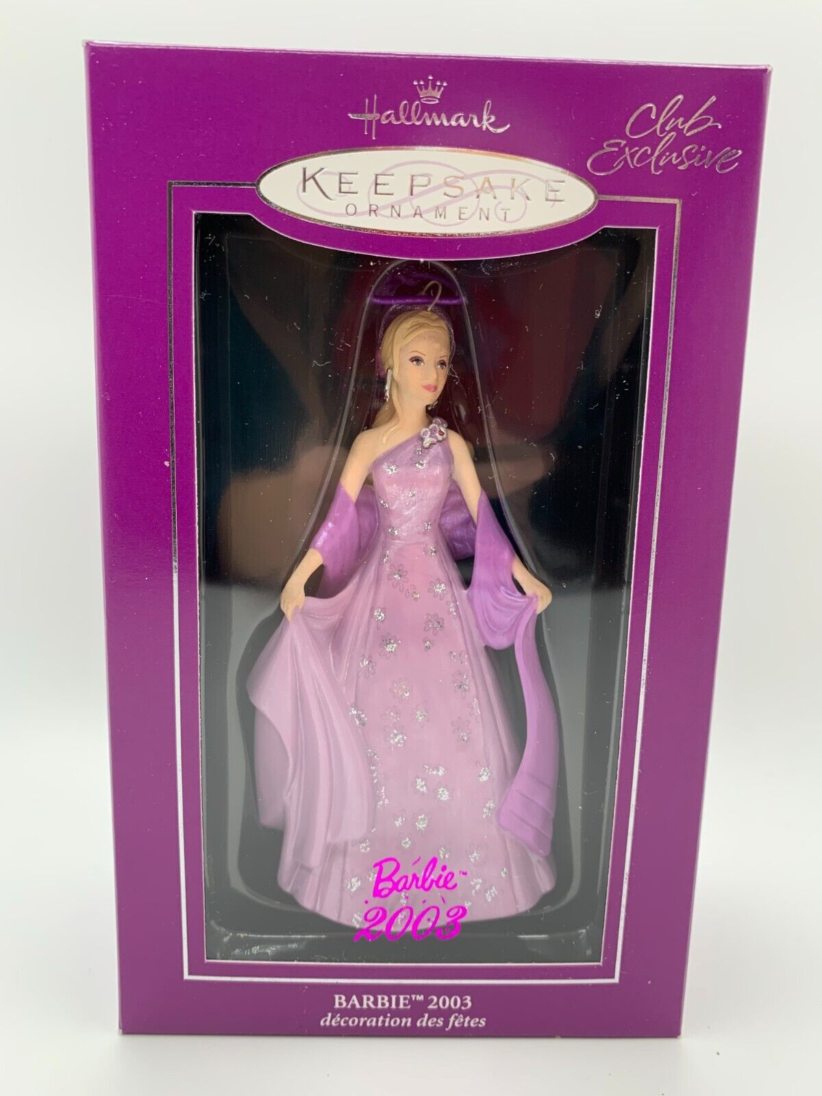 Barbie 2003 Hallmark Keepsake Porcelain Ornament Club Exclusive Lavender NEW