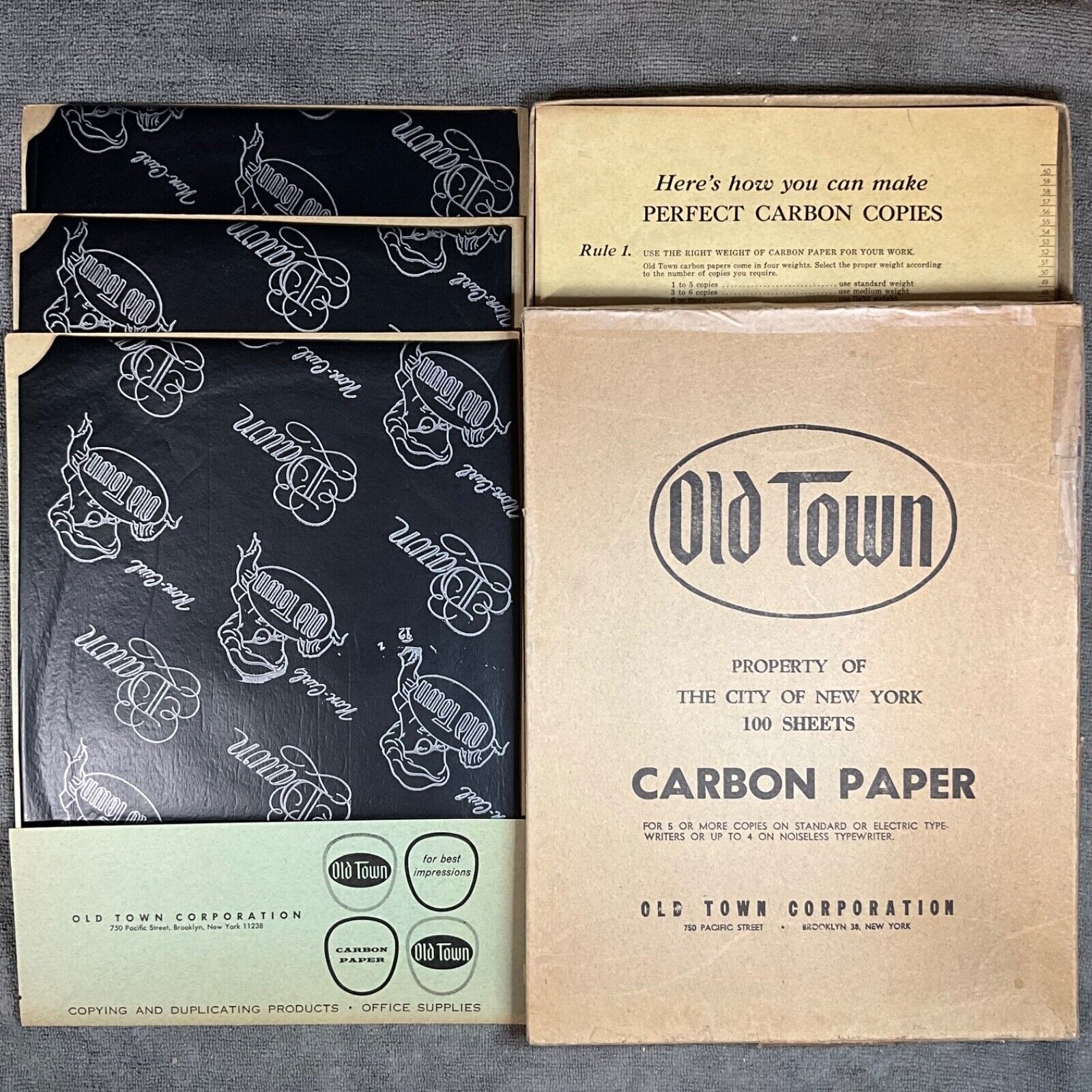 Antique - 1967 OLD TOWN Carbon Paper - PROPERTY OF THE CITY OF NEW YORK - RARE