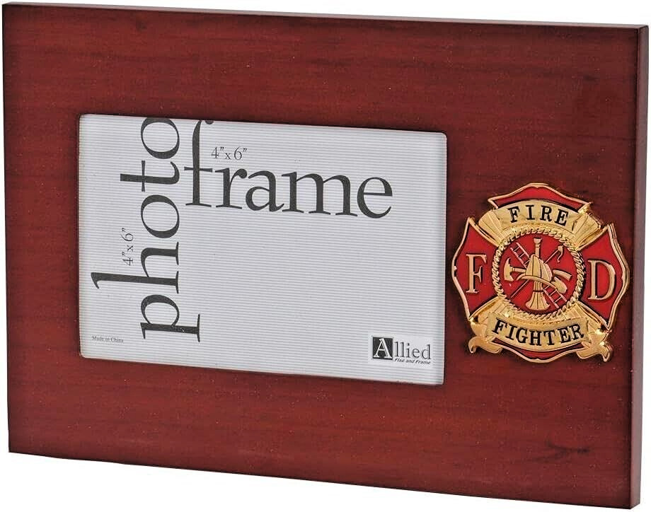 Firefighter Medallion Desktop Landscape Picture Frame - 4 x 6 Inch