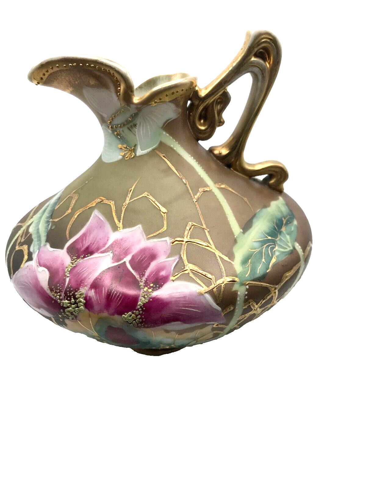 UNMARKED NIPPON EWER FLORAL MOTIF with MORIAGE & GOLD GILT