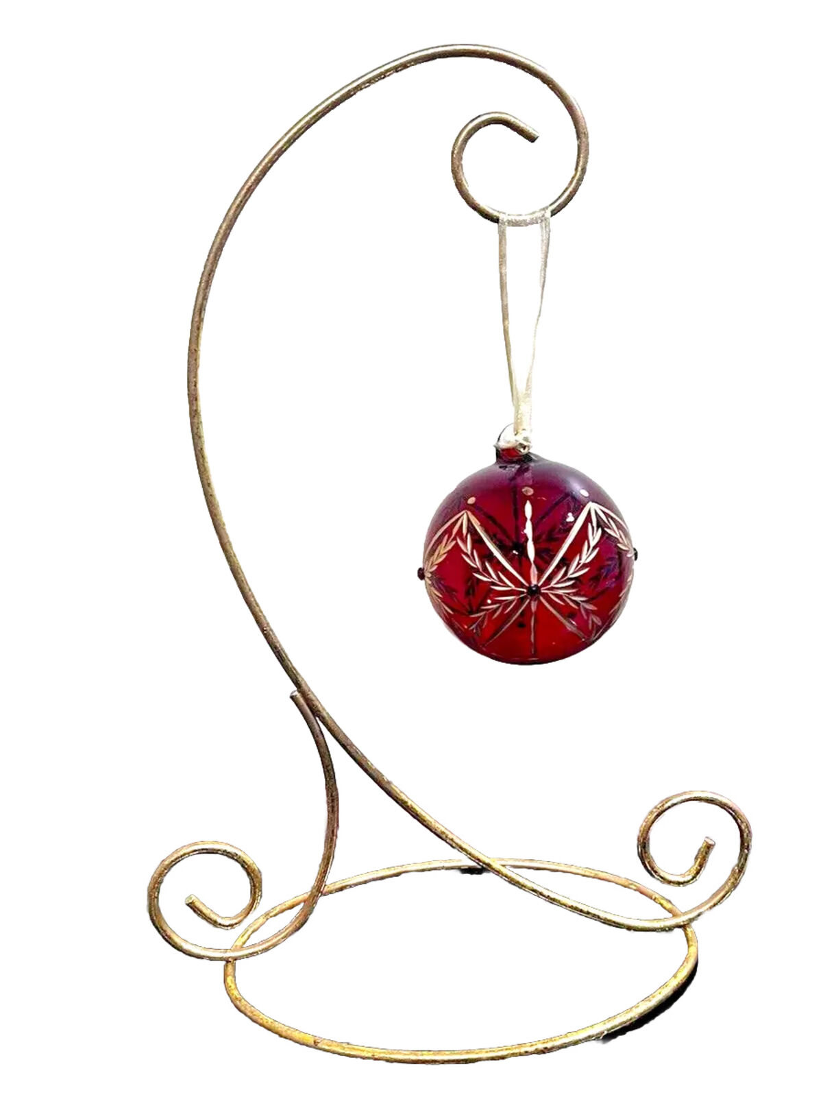 Roman Inc Christmas Fused Glass Ornament January Birth Stone Garnet With Stand