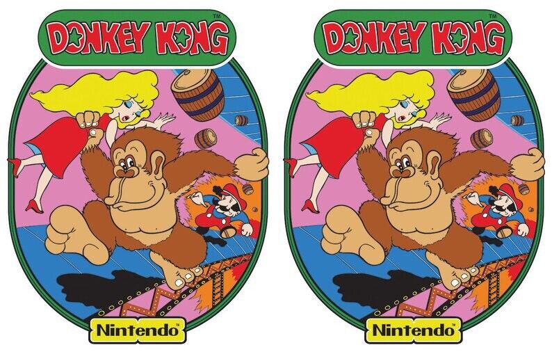 Donkey Kong Arcade Side Art 2Pc set Nintendo Premium Vinyl See Pics
