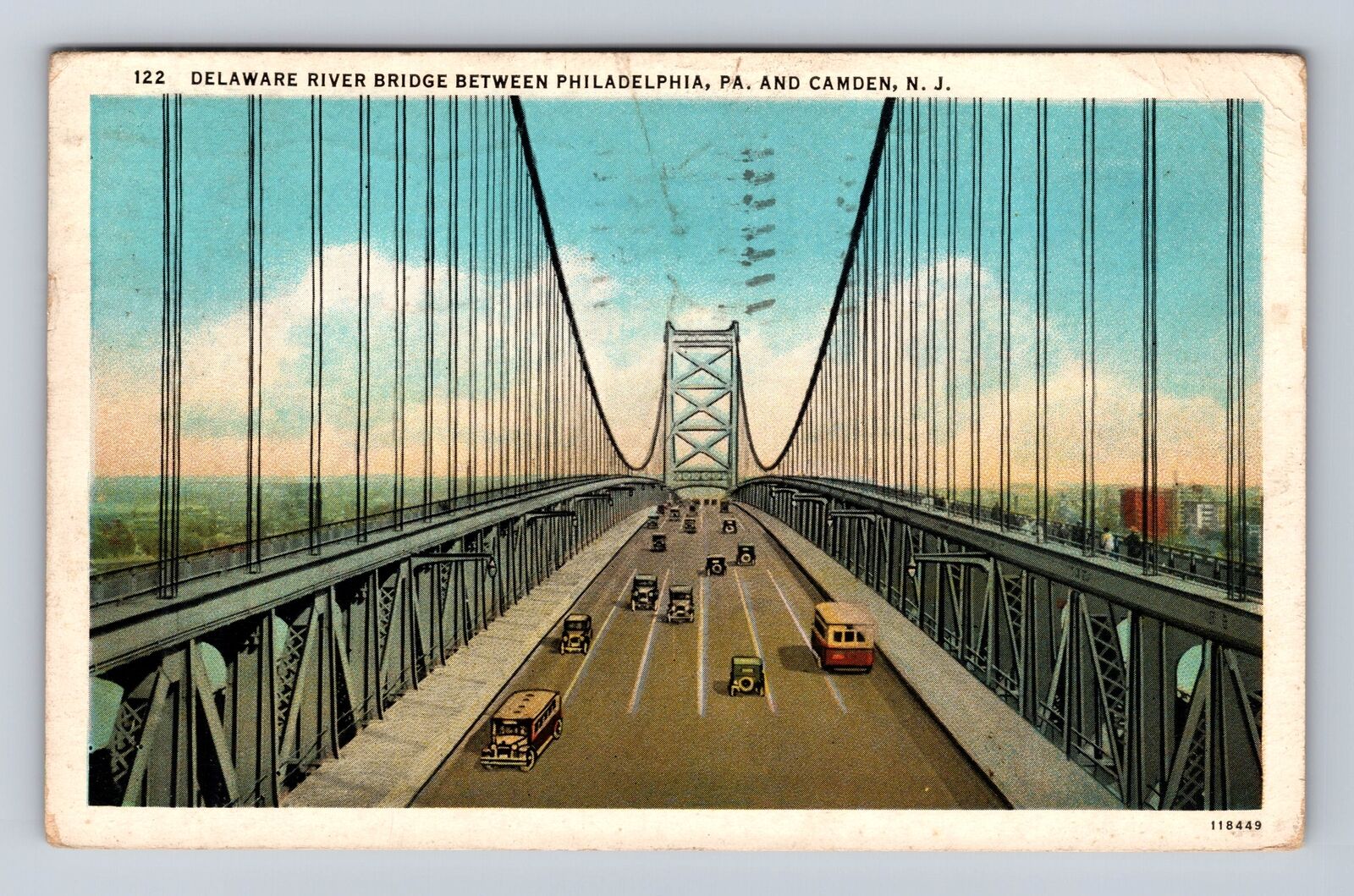 Philadelphia PA-Pennsylvania, Bridge over Delaware River, Vintage Postcard