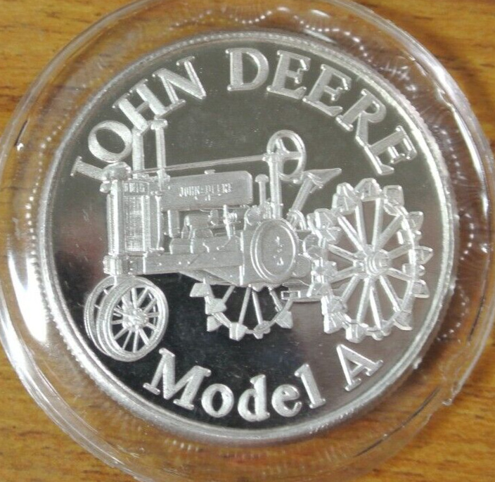 John Deere Silver Round Coin Model A Two-Cylinder Tractor 1 OZ .999 Fine Silver