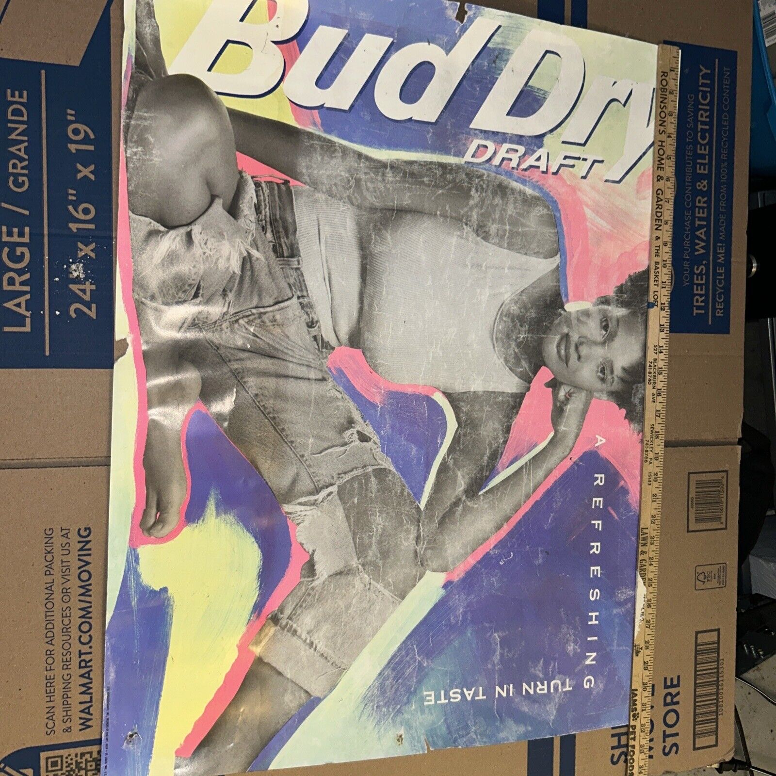 Budweiser Beer Bud Dry 1990 Rare Poster Used