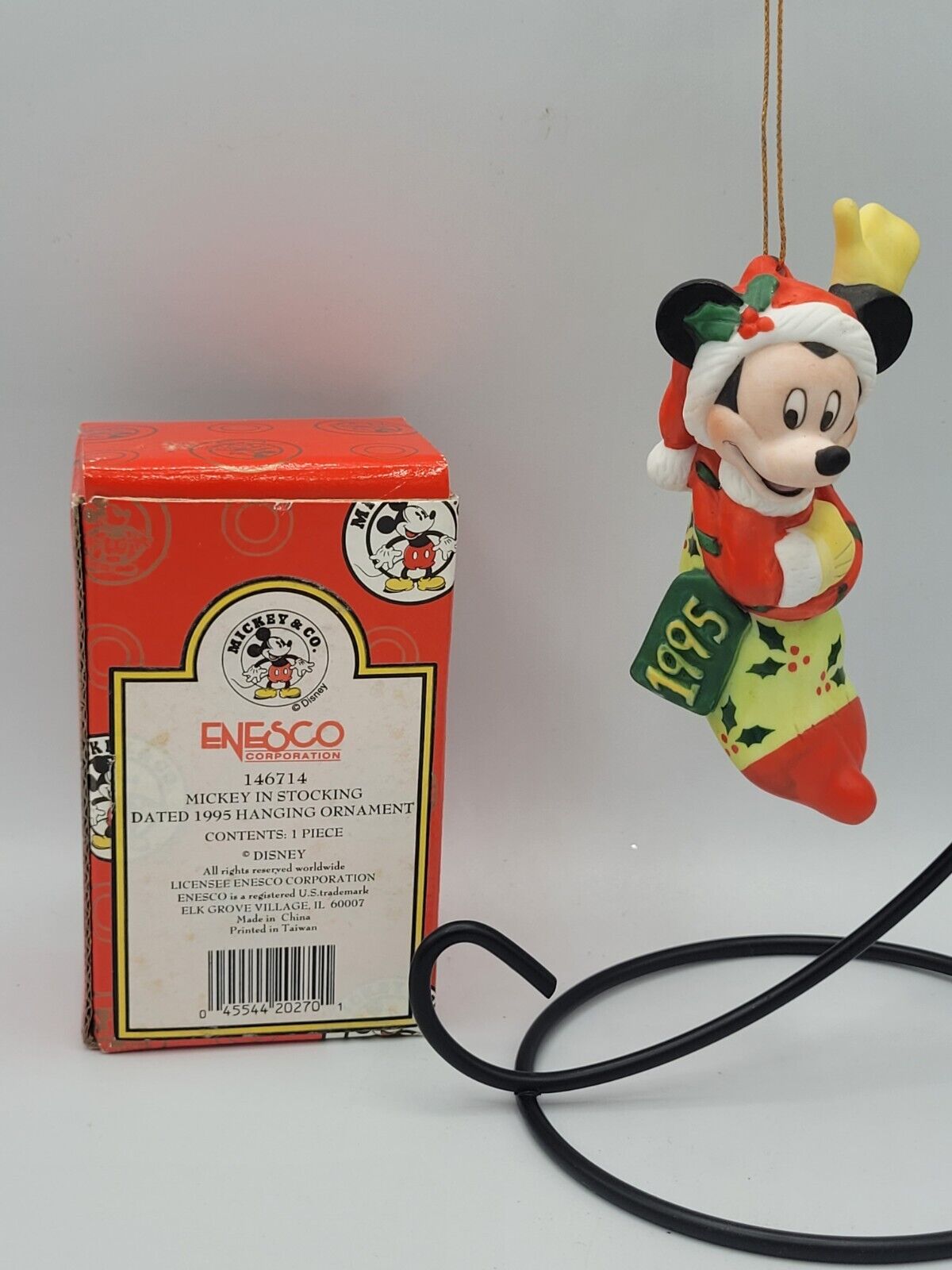 Enesco Christmas Ornament - Mickey in Stocking - 1995 - MIB