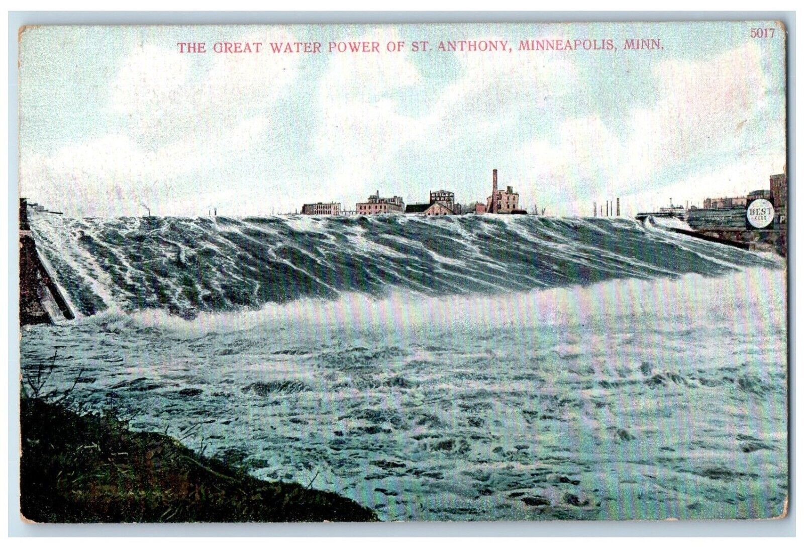 1907 Great Water Power St Anthony Minneapolis Minnesota Antique Vintage Postcard