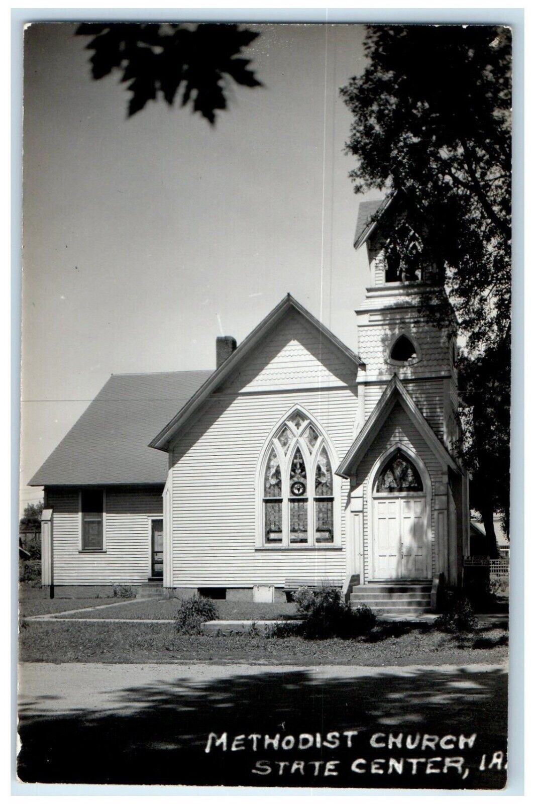 c1930's View Of Methodist Church State Center Iowa IA RPPC Photo Postcard
