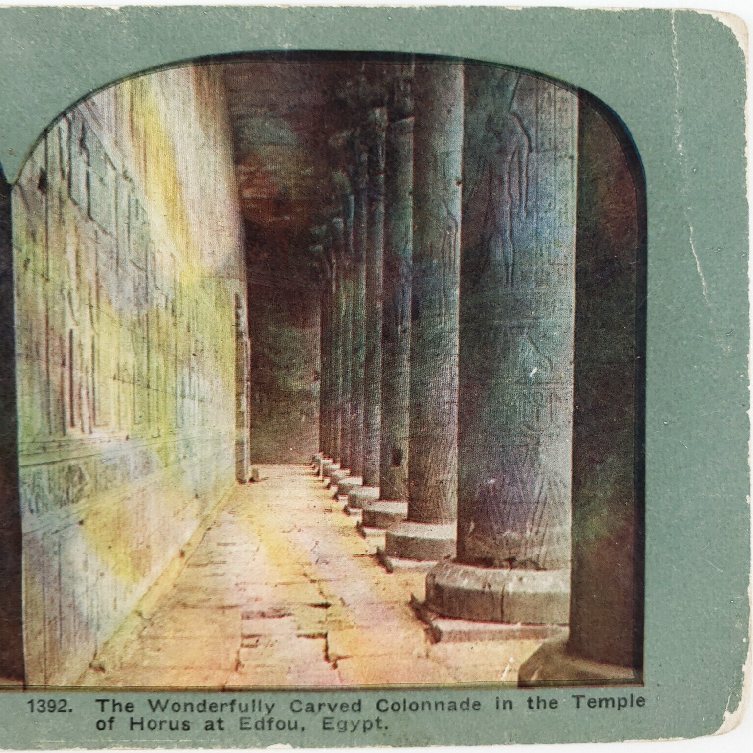 Egyptian Edfu Temple Colonnade Stereoview c1905 Upper Egypt Shrine Columns G562