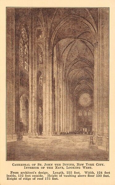 1926 Interior of the Nave Layman\'s Club of the Cathedral of St John the Divine
