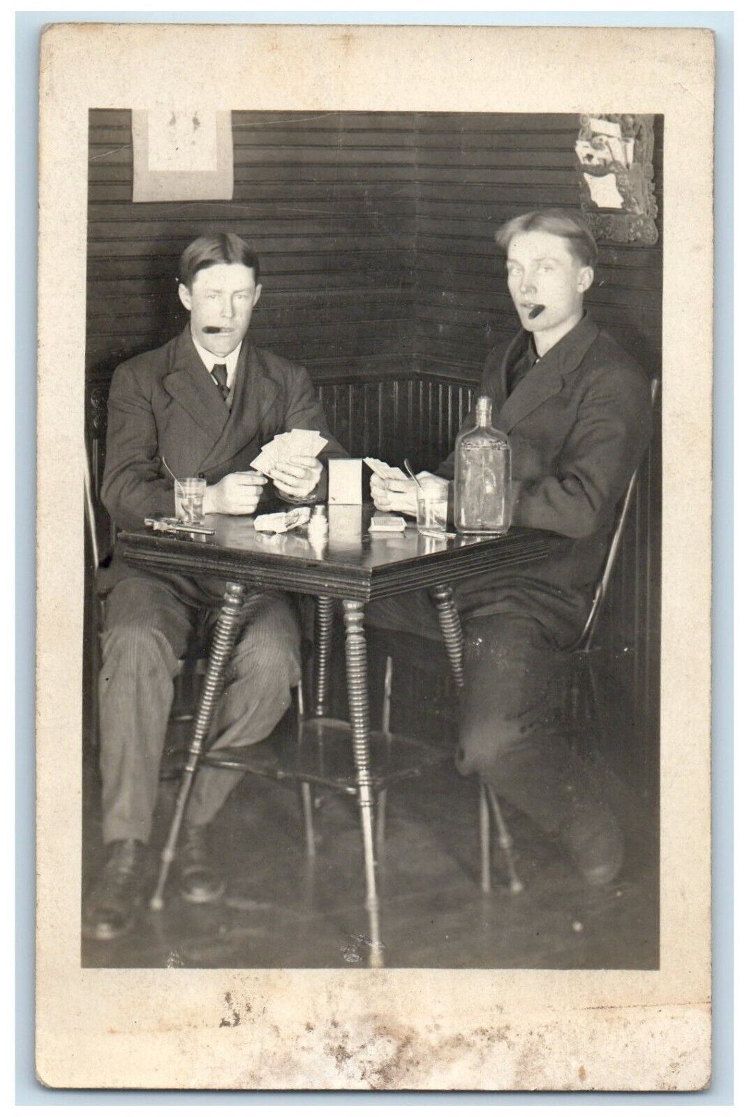 c1910's Kids Gambling Drinking Smoking RPPC Photo Unposted Antique Postcard