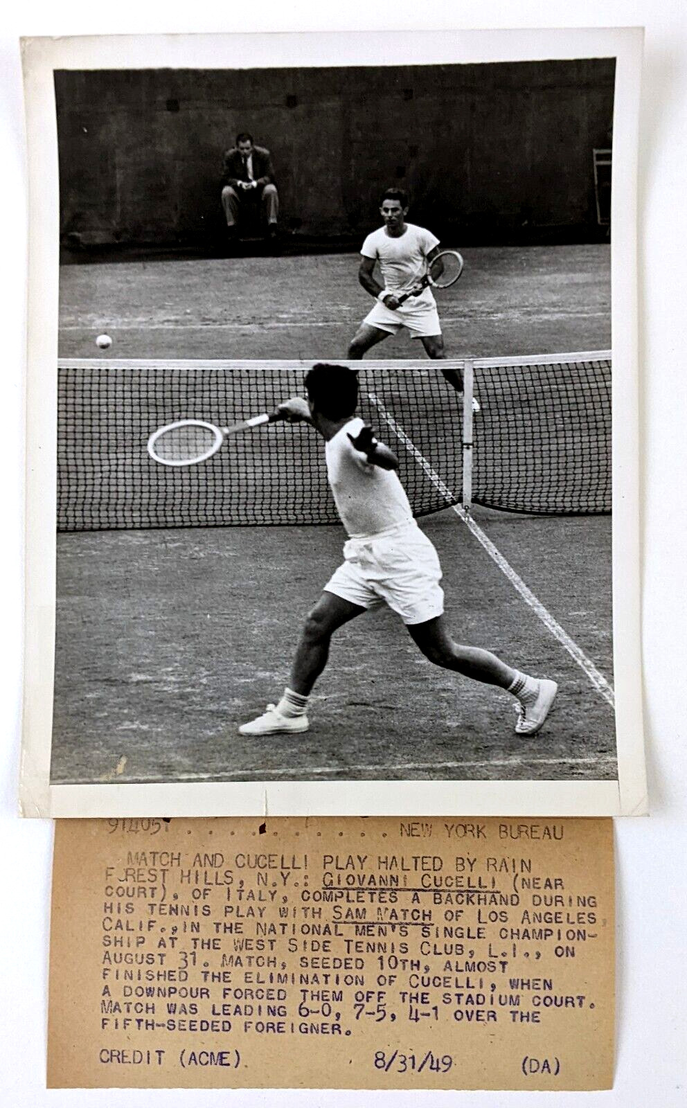 1948 Forest Hills NY Men\'s Tennis Championships West Side Club VTG Press Photo
