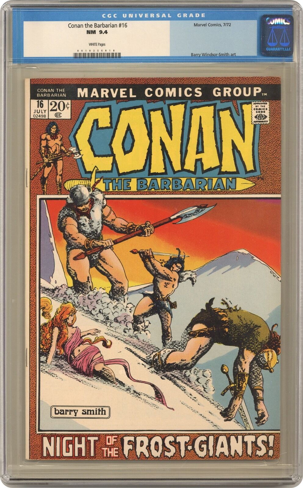 Conan the Barbarian #16 CGC 9.4 1972 0010356018
